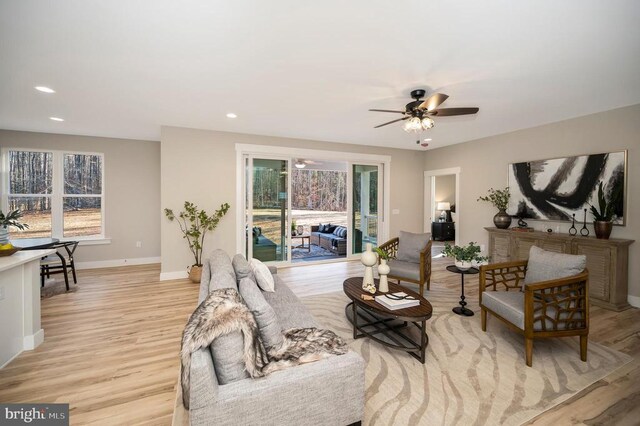 92 Mill Run, Bumpass, VA 23024 - living area with ceiling fan, light wood-style flooring, and a wealth of natural light