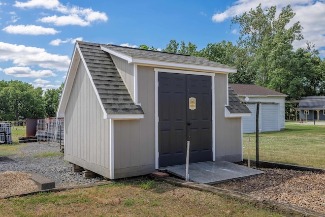 view of shed