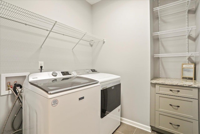 115 Beauregard Dr, Staunton, VA 24401 - laundry room with separate washer and dryer, light tile patterned flooring, and baseboards