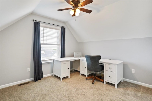 115 Beauregard Dr, Staunton, VA 24401 - office space with vaulted ceiling, light carpet, plenty of natural light, ceiling fan, and baseboards