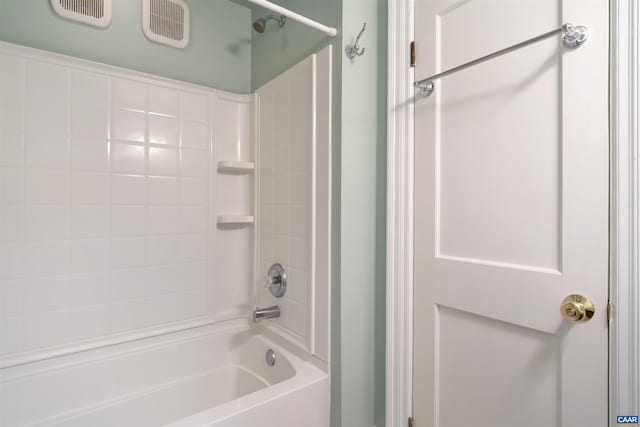 full bath featuring bathtub / shower combination and visible vents