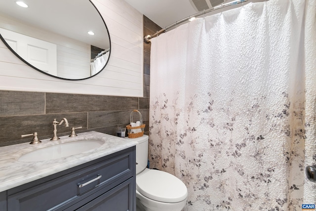 5998 Faber Rd, Faber, VA 22938 - bathroom featuring toilet, vanity, and a shower with shower curtain