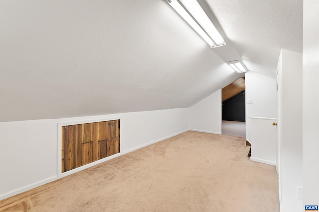 5998 Faber Rd, Faber, VA 22938 - additional living space with lofted ceiling, a textured ceiling, baseboards, and carpet floors