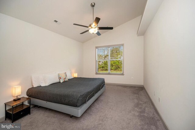 106 Wakefield Dr, Locust Grove, VA 22508 - carpeted bedroom featuring baseboards, lofted ceiling, and ceiling fan