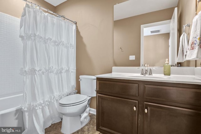 1906 Captain Dr, Fredericksburg, VA 22408 - bathroom featuring toilet, vanity, and shower / bathtub combination with curtain