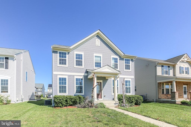 1906 Captain Dr, Fredericksburg, VA 22408 - view of property featuring central air condition unit and a front lawn