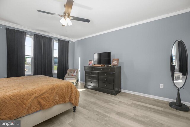1906 Captain Dr, Fredericksburg, VA 22408 - bedroom with wood finished floors, baseboards, ornamental molding, and a ceiling fan