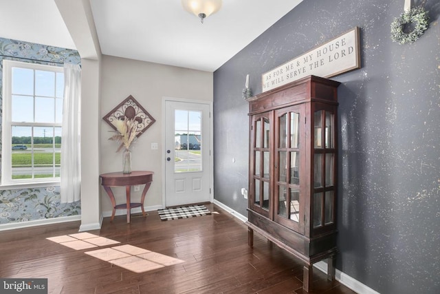 1906 Captain Dr, Fredericksburg, VA 22408 - foyer featuring wood finished floors, healthy amount of natural light, and wallpapered walls