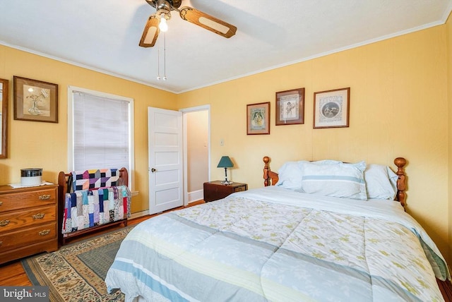 403 Long Ave, Shenandoah, VA 22849 - bedroom featuring wood finished floors, crown molding, and a ceiling fan