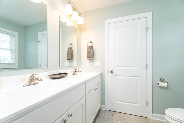 4517 Wiltshire St, Rockingham, VA 22802 - bathroom with double vanity, toilet, tile patterned flooring, and baseboards