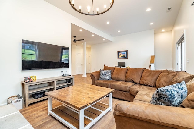 4517 Wiltshire St, Rockingham, VA 22802 - living area with recessed lighting, a chandelier, light wood finished floors, and ceiling fan