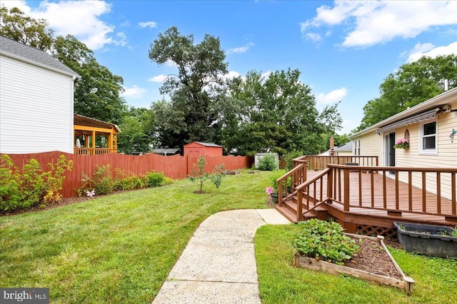 500 Maple Grove Dr, Fredericksburg, VA 22407 - view of yard with a storage shed, a deck, and a garden
