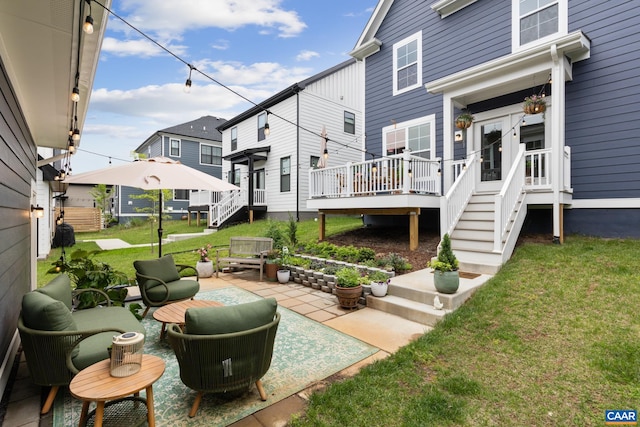 6211 Raynor Pl, Crozet, VA 22932 - view of patio / terrace with stairs, a residential view, and a deck