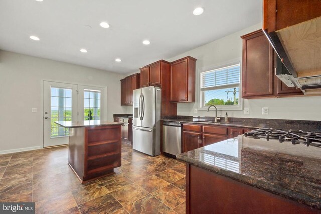 2486 Winthrop Dr, Charlottesville, VA 22911 - kitchen featuring appliances with stainless steel finishes, a sink, healthy amount of natural light, recessed lighting, and a center island