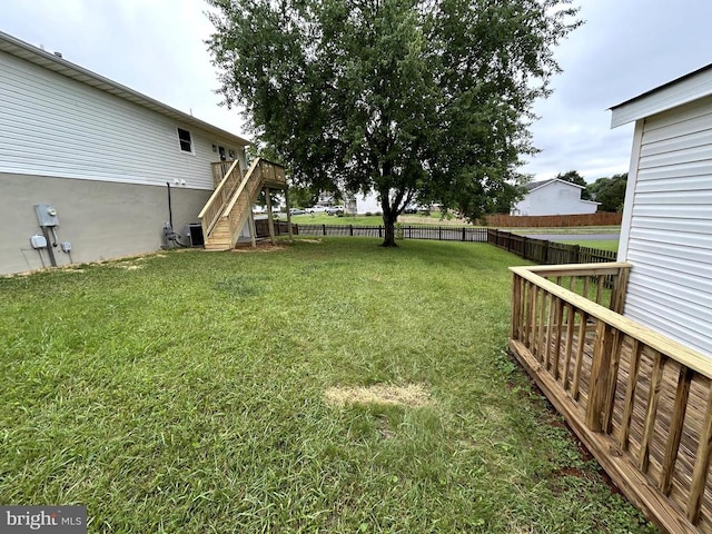 1625 Harrier Ln, Culpeper, VA 22701 - fenced backyard featuring stairs and a wooden deck