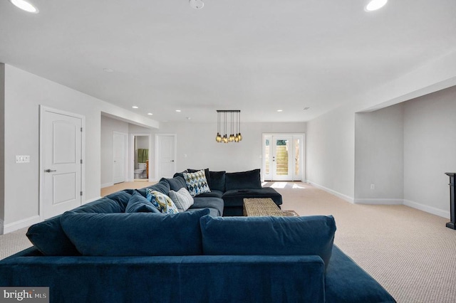 11407 Osprey Trl, Spotsylvania, VA 22551 - living area with carpet, baseboards, french doors, and recessed lighting