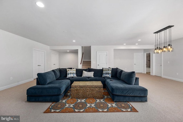 11407 Osprey Trl, Spotsylvania, VA 22551 - living area with carpet flooring, baseboards, and recessed lighting