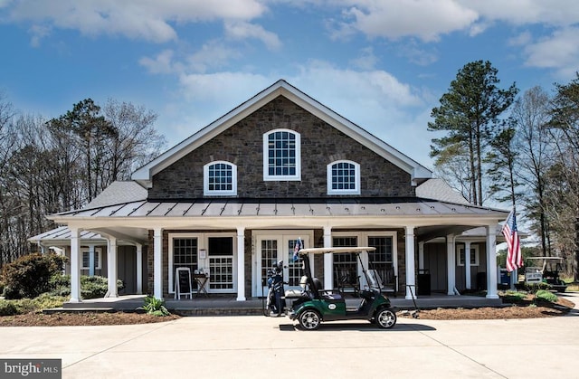 11407 Osprey Trl, Spotsylvania, VA 22551 - exterior space featuring a porch, french doors, and a standing seam roof