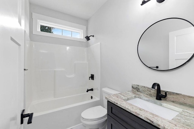 full bathroom featuring vanity, shower / bathtub combination, and toilet