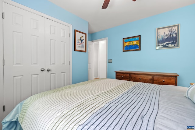 538 Jefferson Dr, Palmyra, VA 22963 - bedroom with a closet and a ceiling fan