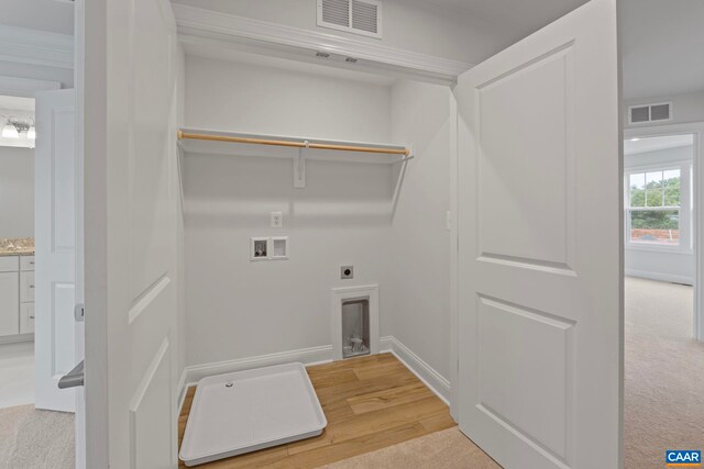 laundry area featuring laundry area, hookup for an electric dryer, washer hookup, and visible vents
