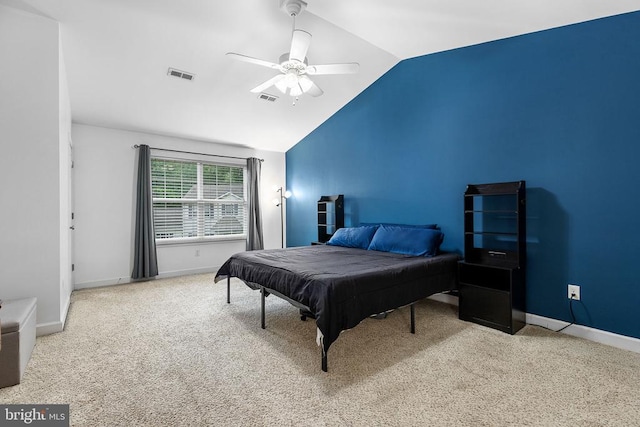 9900 Wellford Ct, Fredericksburg, VA 22407 - carpeted bedroom featuring lofted ceiling, ceiling fan, and baseboards