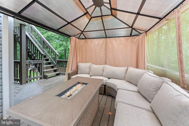 10603 Eden Brook Dr, Spotsylvania, VA 22553 - sunroom / solarium with an outdoor living space with a fire pit and vaulted ceiling