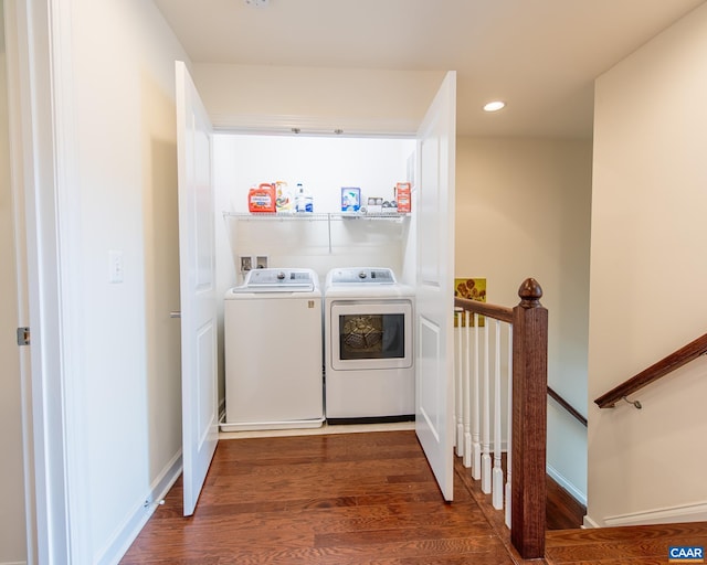 142 Junction Ln, Charlottesville, VA 22902 - washroom with separate washer and dryer, wood finished floors, and recessed lighting