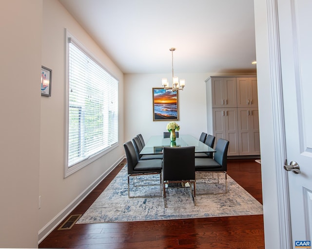 142 Junction Ln, Charlottesville, VA 22902 - dining area featuring a chandelier and dark wood-style floors