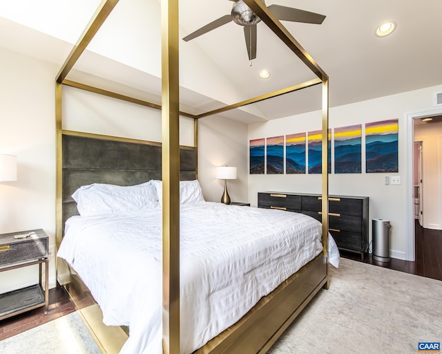 142 Junction Ln, Charlottesville, VA 22902 - bedroom with recessed lighting, wood finished floors, and a ceiling fan