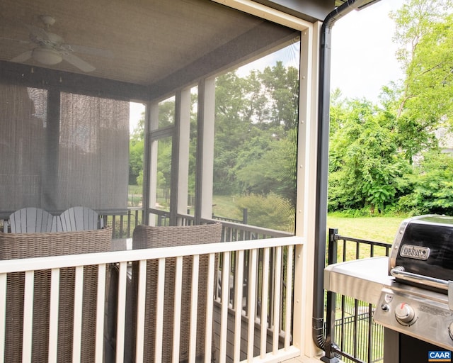 142 Junction Ln, Charlottesville, VA 22902 - wooden deck featuring grilling area and a ceiling fan