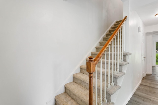 1114 Mountain View Dr, Harrisonburg, VA 22801 - stairs with wood finished floors and baseboards