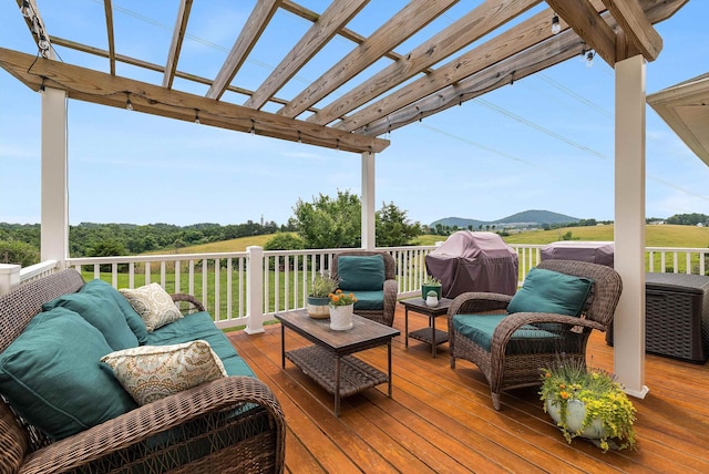 118 Wexford St, Staunton, VA 24401 - deck with an outdoor living space, a pergola, and a grill