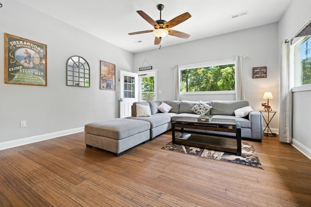123 Fishermans Ln, Luray, VA 22835 - living room with a ceiling fan and wood finished floors