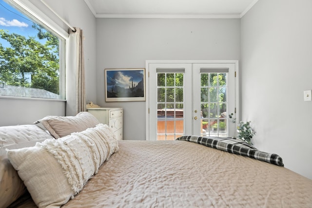 123 Fishermans Ln, Luray, VA 22835 - bedroom with french doors, access to outside, and crown molding