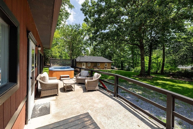 123 Fishermans Ln, Luray, VA 22835 - view of patio with a hot tub and view of scattered trees