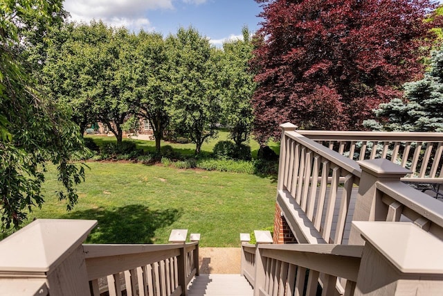 225 Divot Dr, Harrisonburg, VA 22802 - view of grassy yard featuring a wooden deck and stairway