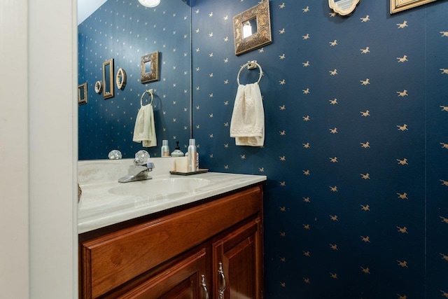 225 Divot Dr, Harrisonburg, VA 22802 - bathroom featuring vanity and wallpapered walls