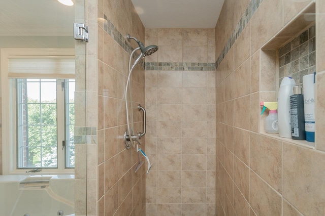 225 Divot Dr, Harrisonburg, VA 22802 - bathroom featuring tiled shower and a whirlpool tub