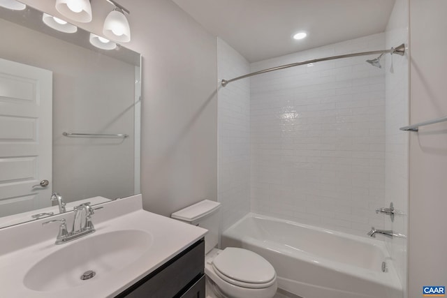 196 Thicket Run Pl, Charlottesville, VA 22911 - full bathroom featuring toilet, vanity, recessed lighting, and shower / washtub combination