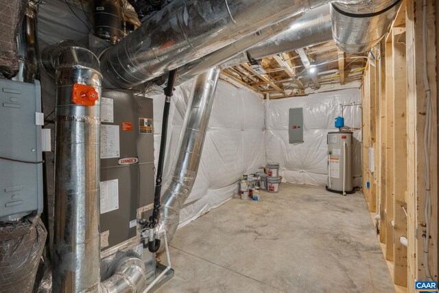 196 Thicket Run Pl, Charlottesville, VA 22911 - unfinished below grade area with electric panel and water heater