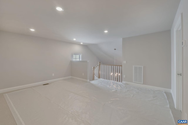 196 Thicket Run Pl, Charlottesville, VA 22911 - additional living space featuring baseboards, recessed lighting, lofted ceiling, and visible vents