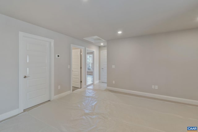 196 Thicket Run Pl, Charlottesville, VA 22911 - empty room featuring attic access, baseboards, and recessed lighting
