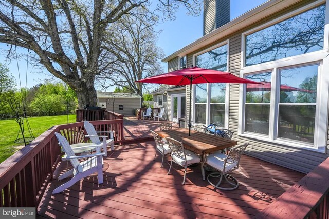 7329 Cloverhill Rd, Spotsylvania, VA 22551 - deck featuring outdoor dining area and a yard
