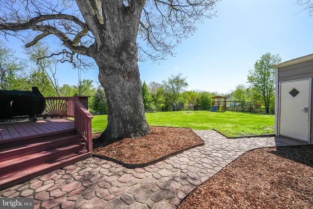 7329 Cloverhill Rd, Spotsylvania, VA 22551 - view of yard featuring a playground and a deck