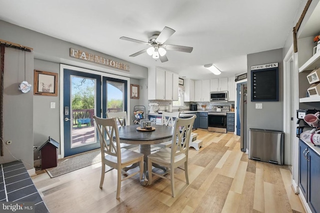 7329 Cloverhill Rd, Spotsylvania, VA 22551 - dining space featuring light wood-style floors and ceiling fan