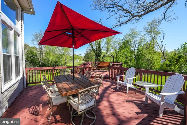 7329 Cloverhill Rd, Spotsylvania, VA 22551 - wooden terrace featuring outdoor dining area