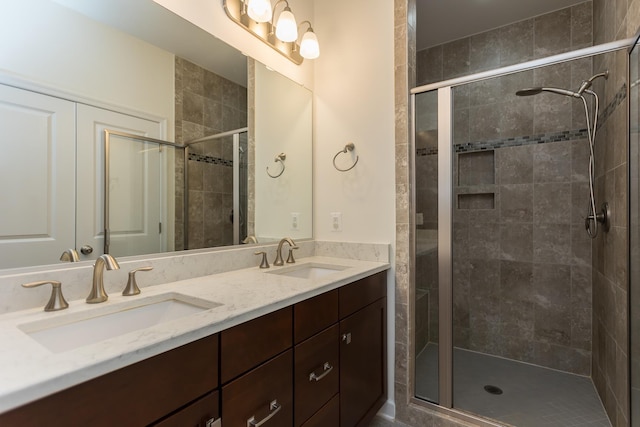 3267 Battery Park Pl, Rockingham, VA 22801 - bathroom featuring a stall shower and double vanity