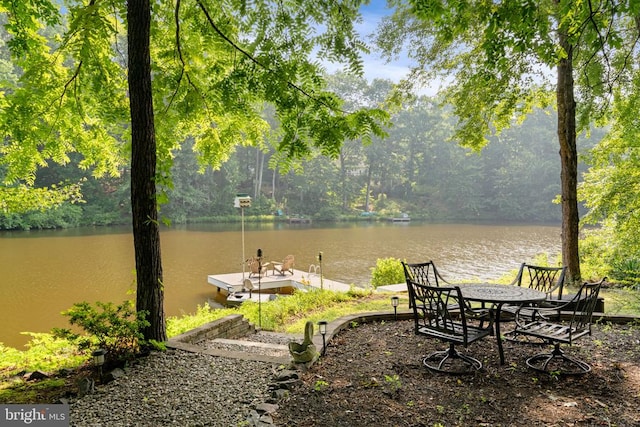 12800 Pickett Ct, Spotsylvania, VA 22551 - view of home's community featuring a water view, a dock, and a forest view