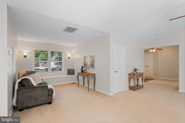 12800 Pickett Ct, Spotsylvania, VA 22551 - living area featuring a ceiling fan and light carpet